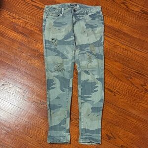 Distressed Camo Skinny Jeans